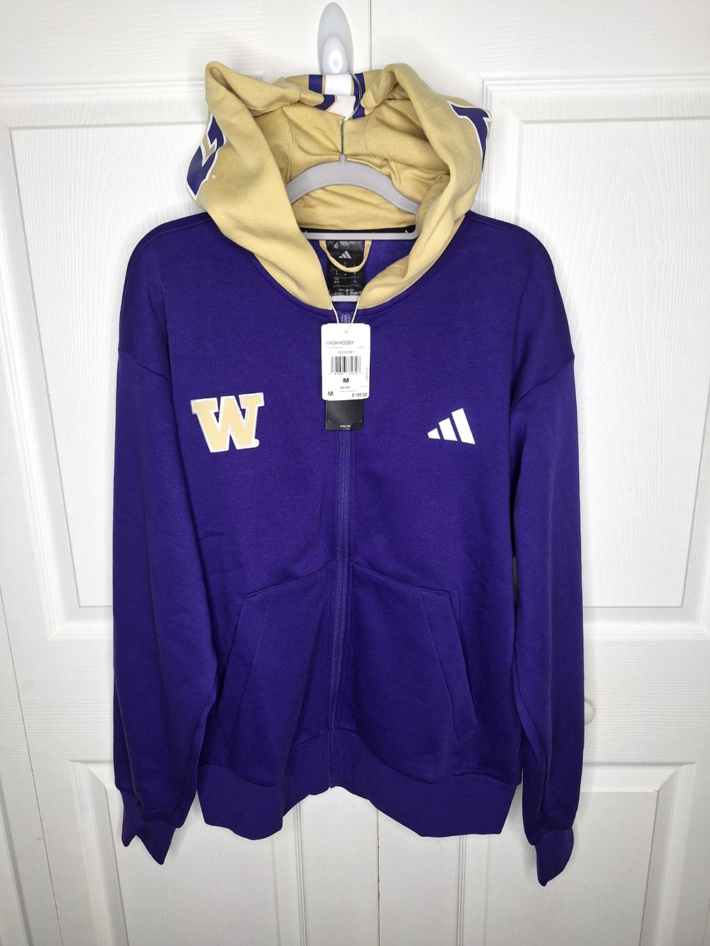 Adidas Washington Huskies Full Zip Helmet Hoodie JN0363 Size Medium